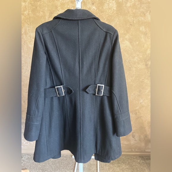 Y2K ESPRIT Wool Coat Black Peacoat for Women Vintage Black Jacket Sz L - Picture 6 of 11